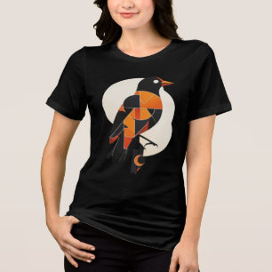 T-shirt En Tri-matière Abstrait Géométrique Bauhaus Oiseau Moderne du Mil