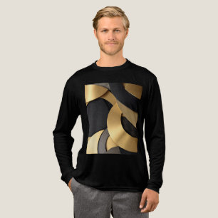 T-shirt En Tri-matière Abstrait géométrique de chevauchement doré et noir