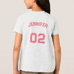 T-shirt En Tri-matière Ado de bébé Nom de fille Jersey Numéro Filles Spor<br><div class="desc">Créez votre propre personnalisation, personnalisée, cool, taille unisexe, moderne, stylisée typographie rose / police / script, nom de lecteur monogrammé numéro de maillot blanc, pré-rétréci 100% ComfortSoft® tee - shirt de t-shirt en coton doux. Entrez simplement votre nom / nom d'enfant / nom du joueur et numéro de maillot du...</div>