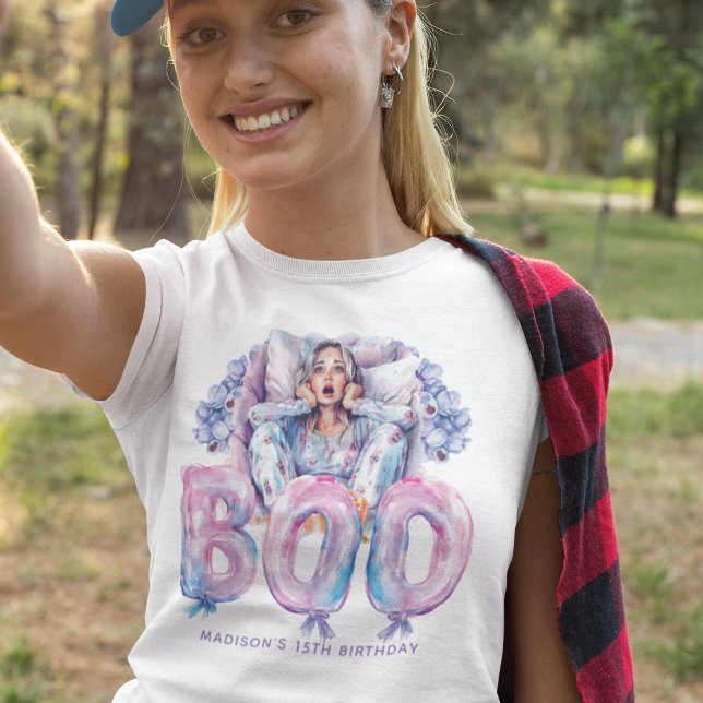 T-shirt En Tri-matière Ado rose effrayant Halloween Sleepover Tee (Créateur téléchargé)