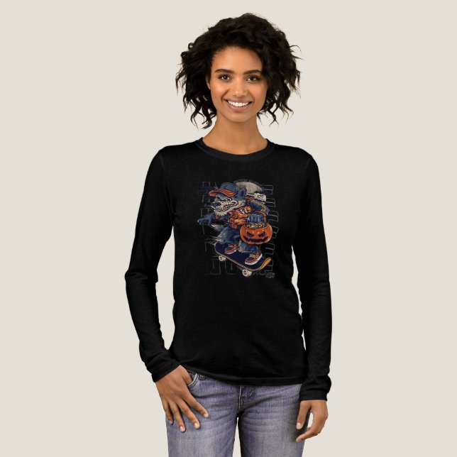 T-shirt En Tri-matière ADOM "Skating Wolf" Graphique Manches Longues (Recto complet)