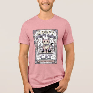 T-shirt En Tri-matière Adoptez Ne Pas Acheter Chat Sauvetage de Chat Adop