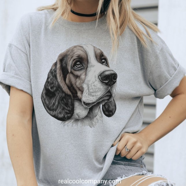 T-shirt En Tri-matière Adorable Basset Hound Croquis Amoureux de les chie (Créateur téléchargé)