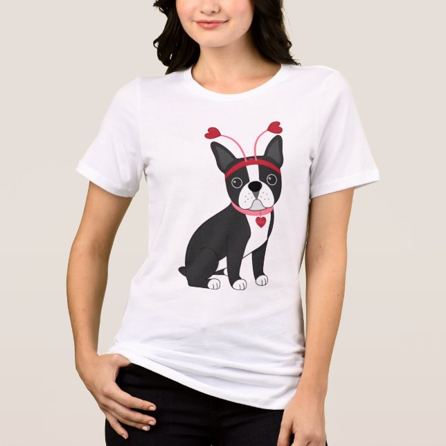 T-shirt En Tri-matière Adorable Boston Terrier Valentine (Recto)