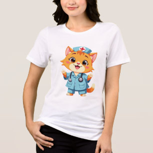 T-shirt En Tri-matière Adorable infirmière de chat pour Amoureux des anim