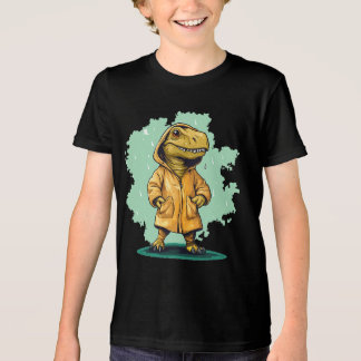 T-shirt En Tri-matière Adorable Rainy Dinosaur en Raincoat pour Laughs