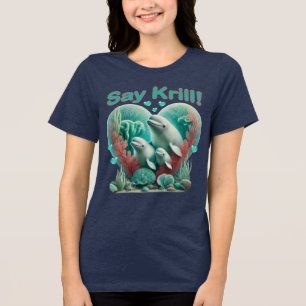 T-shirt En Tri-matière Adorable "Say Krill" Baleine Portrait de famille
