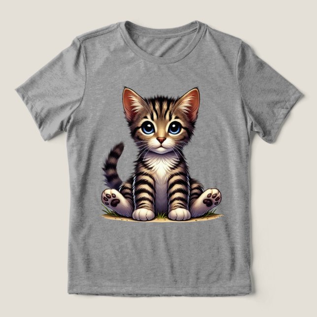 T-shirt En Tri-matière Adorable Tabby Kitten Aux Yeux Bleus (Design Recto)