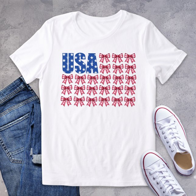 T-shirt En Tri-matière Adorable USA En vichy Coquette Bow Patriotique (Créateur téléchargé)