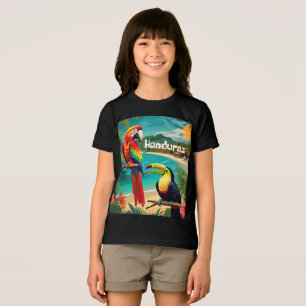T-shirt En Tri-matière Affiche vintage de voyage au Honduras Macaw et Tou
