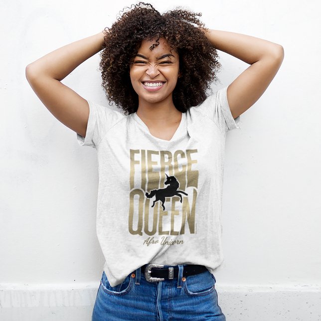 T-shirt En Tri-matière Afro Unicorn Fierce Queen (Person wearing t-shirt)