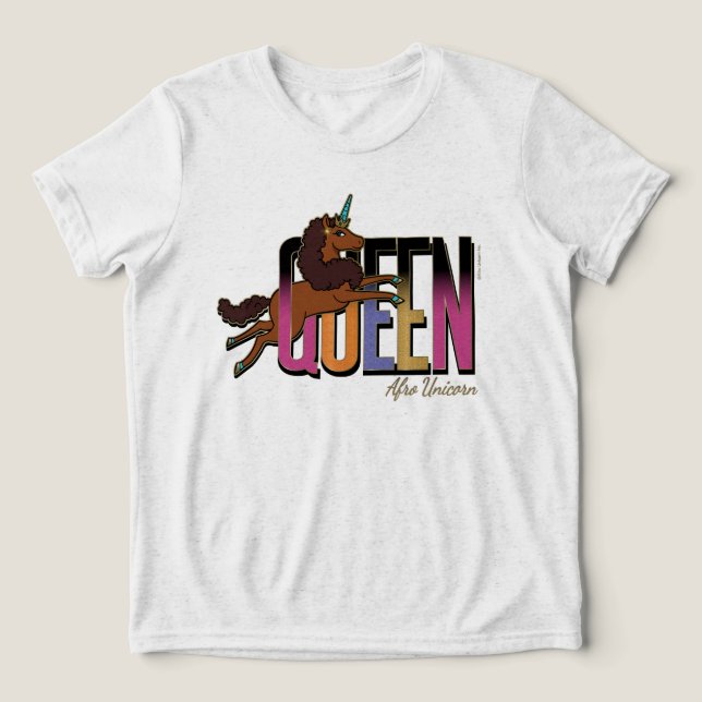 T-shirt En Tri-matière Afro Unicorn Queen Design (Design Recto)
