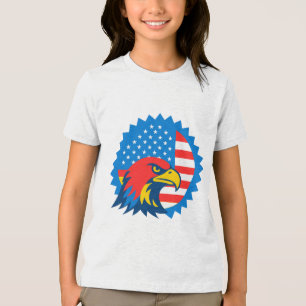 T-shirt En Tri-matière Aigle à tête blanche sur le drapeau américain rond