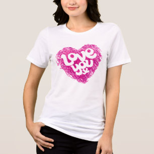 T-shirt En Tri-matière Aimez-vous x coeur rose sur le tee jaune poupée bé