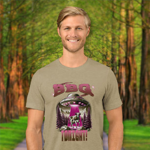 T-shirt En Tri-matière Alien BBQ Enlèvement de vache Plaisanterie