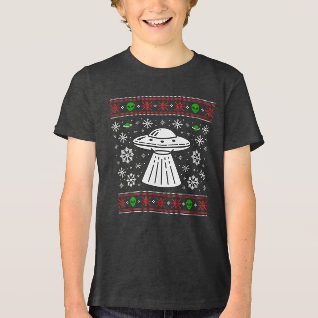 T-SHIRT  EN TRI-MATIÈRE ALIEN UFO UGLY XMAS SWEATER CHRISTMAS (Recto)