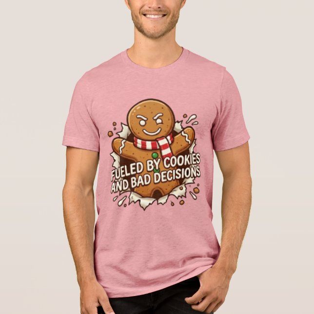 T-shirt En Tri-matière Alimenté par des biscuits et de mauvaises décision (Recto)