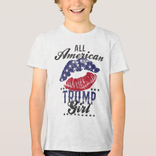 T-shirt En Tri-matière All American Trump Girl Usa Flag Lips Gop Vote 202