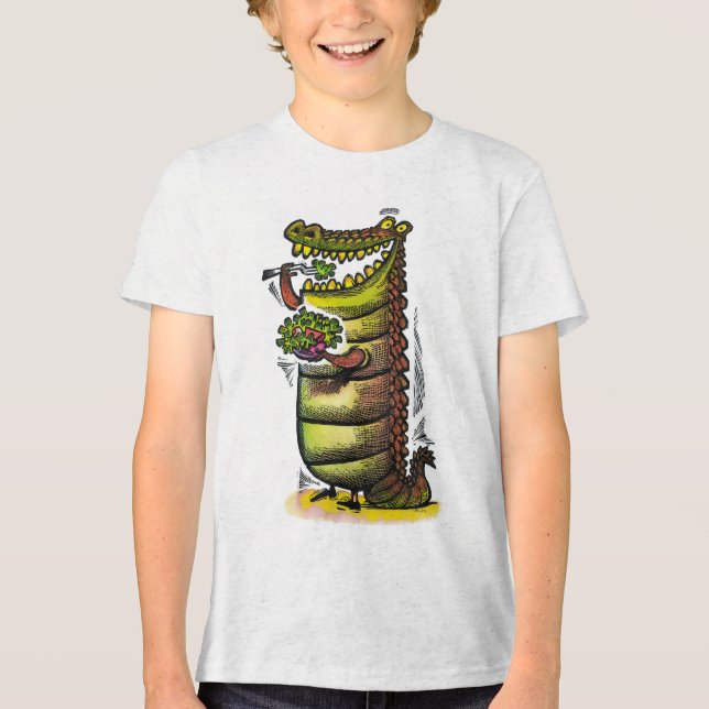 T-shirt En Tri-matière alligator mangeant une salade (Recto)