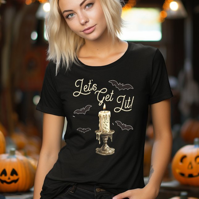 T-shirt En Tri-matière Allumons-nous Drôle d'Halloween  (Let's Get Lit Funny Halloween Shirt)