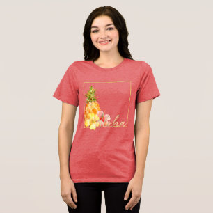 T-shirt En Tri-matière Aloha Hibiscus tropical Ananas floral