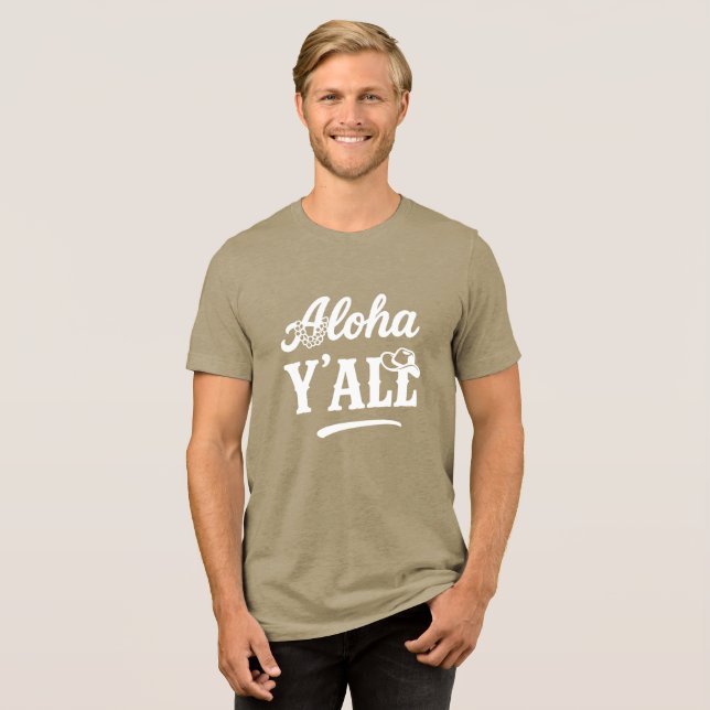 T-shirt En Tri-matière Aloha Y'all Funny Hawaii Texas White on Dark  (Recto plein)