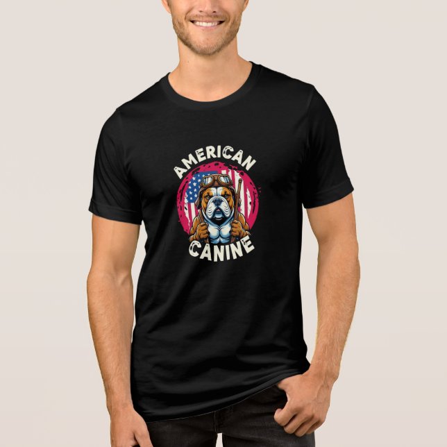 T-shirt En Tri-matière American Canine - Patriotique Bulldog Warrior Desi (Recto)