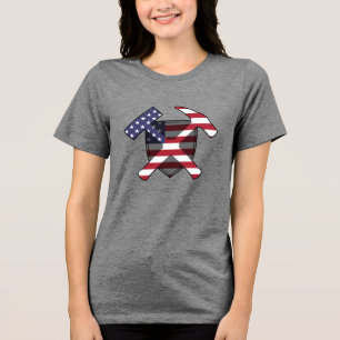 T-shirt En Tri-matière American Flag Geology Rock Hammer Logo