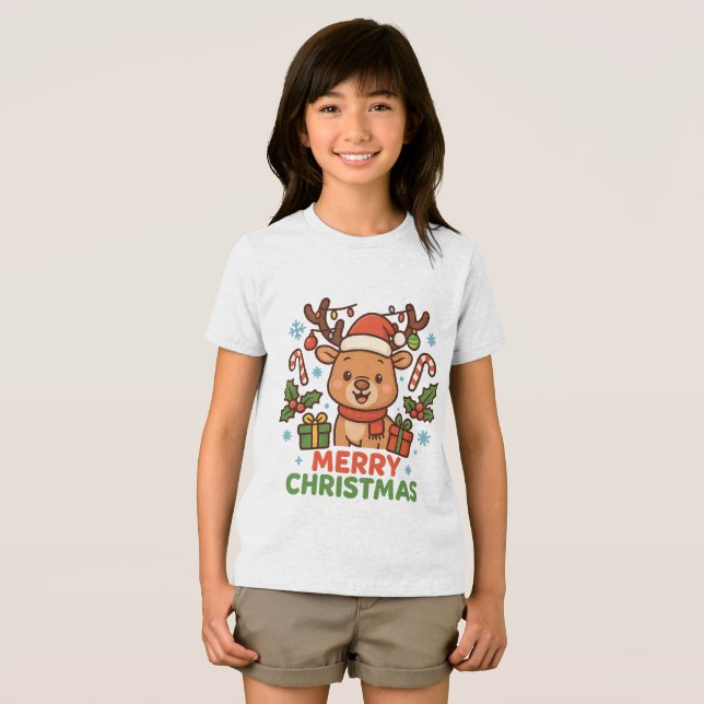 T-shirt En Tri-matière AMITA  - Merry Christmas Reindeer (Recto plein)