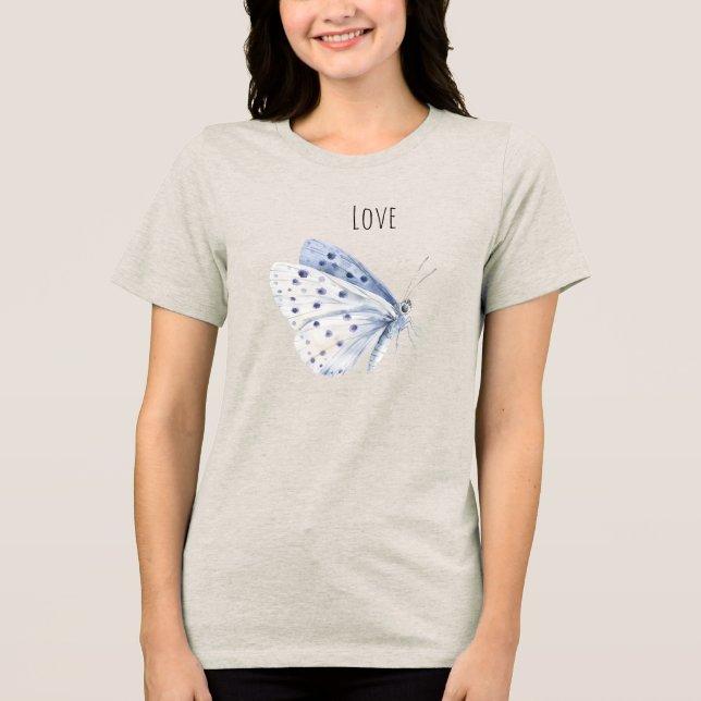 T-shirt En Tri-matière Amour de Papillon Blanc Pourpre (Recto)