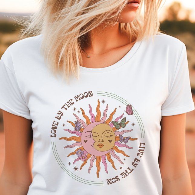 T-shirt En Tri-matière Amour par la lune Retro Boho Sun (Créateur téléchargé)