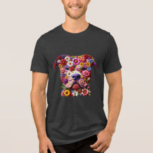 T-shirt En Tri-matière Amoureux de chien visage de fleur de Pitbull