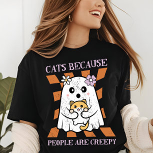 T-shirt En Tri-matière Amoureux des chats de fantôme drôle d'Halloween