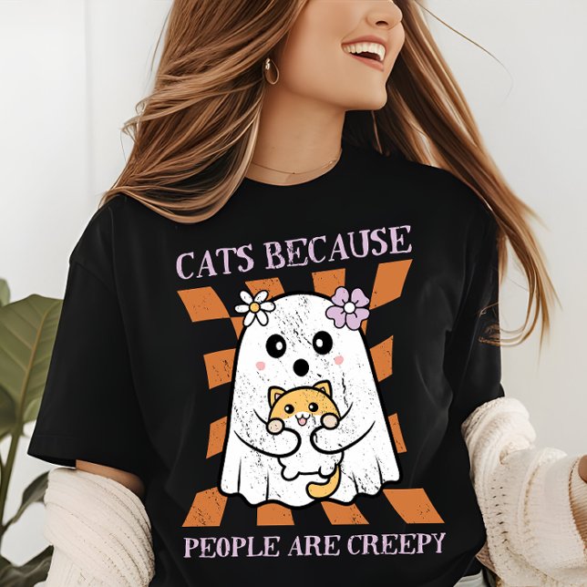 T-shirt En Tri-matière Amoureux des chats de fantôme drôle d'Halloween (Créateur téléchargé)