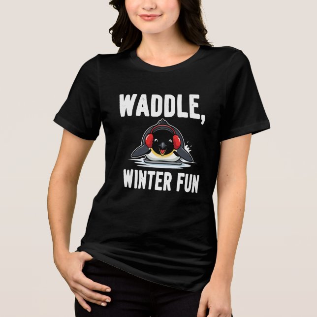 T-shirt En Tri-matière Amusement Hiver Waddle – Conception de Noël de man (Recto)