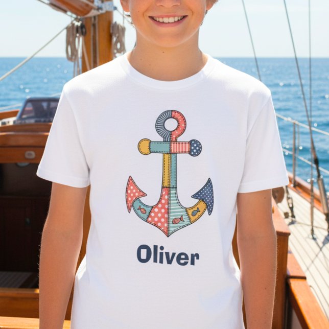 T-shirt En Tri-matière Ancre Patchwork Mignonne (Créateur téléchargé)