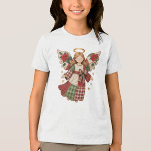 T-shirt En Tri-matière Ange de Noël avec étoiles dorées