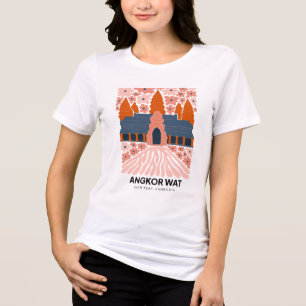 T-shirt En Tri-matière Angkor Wat Siem Reap Cambodge voyage art floral