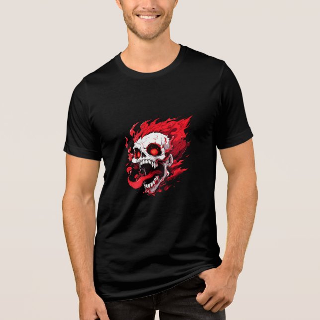 T-shirt En Tri-matière Angry Flaming Skull T-Shirt (Recto)
