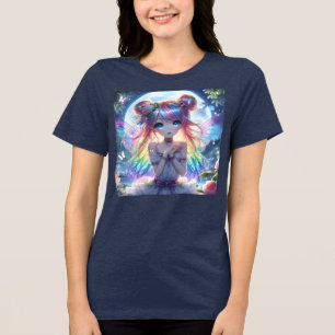 T-shirt En Tri-matière Anime Girl Arc-en-ciel Chanter Lune Fée