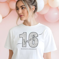 Anniversaire 16 Ans Écriture Pailletée Argentée