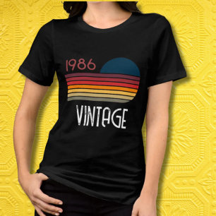 T-shirt En Tri-matière Anniversaire 40 ans Vintage 1986 Rayure Rétro Sole