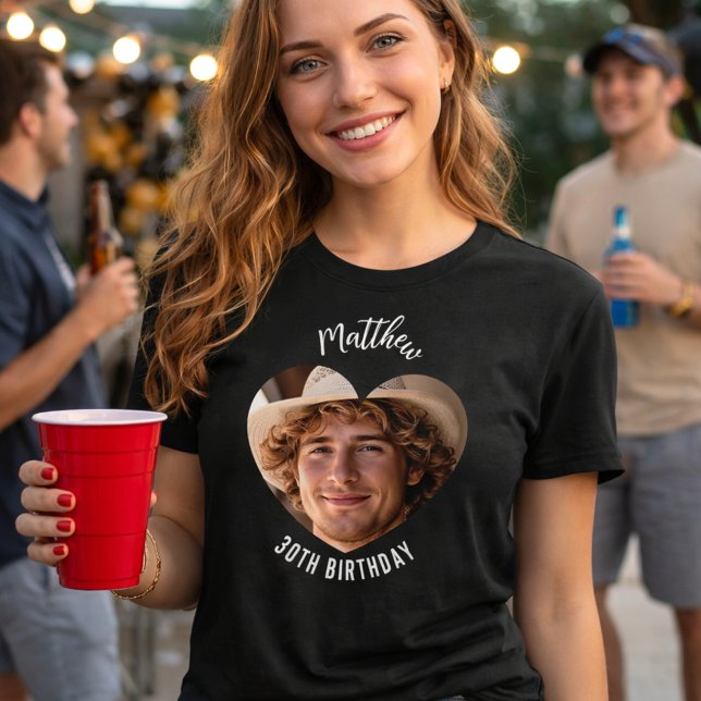 T-shirt En Tri-matière Anniversaire coeur photo homme petite amie (Créateur téléchargé)