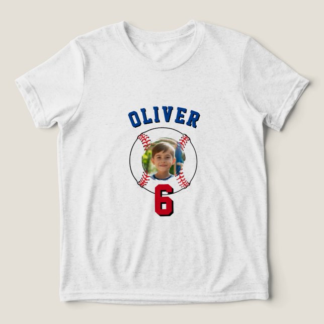 T-shirt En Tri-matière Anniversaire de enfant du baseball Ball Photo (Design Recto)