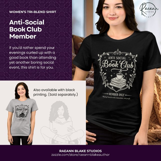 T-shirt En Tri-matière Anti-Social Book Club Member Women's (White Print) (Créateur téléchargé)