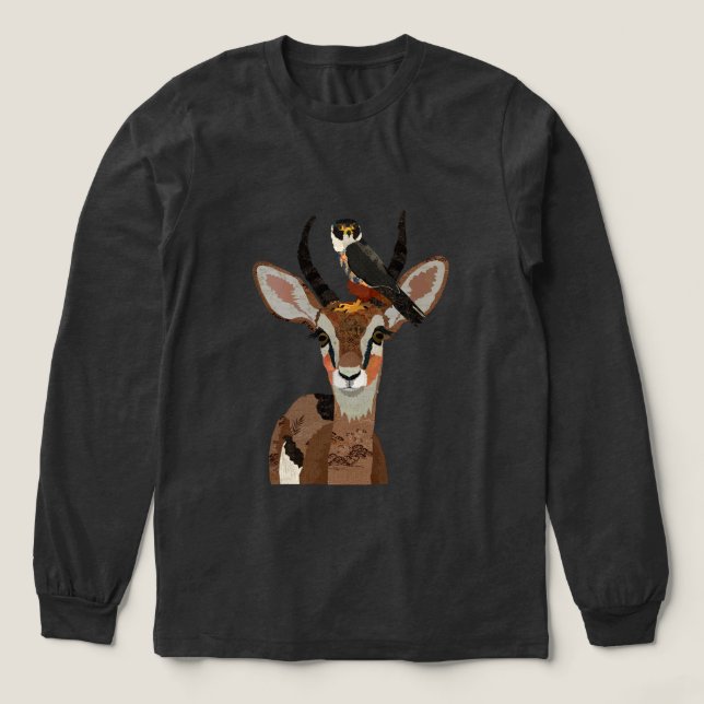 T-SHIRT  EN TRI-MATIÈRE ANTILOPE & FAUCON (Motif devant)