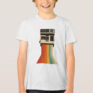 T-shirt En Tri-matière Appareil photo rétro avec impression arc-en-ciel