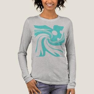 T-shirt En Tri-matière Aqua Blue Flower Bird Art moderne Abstrait