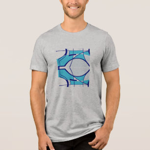 T-shirt En Tri-matière Aqua Navy Swirling MCM Look Art Géométrique Abstra