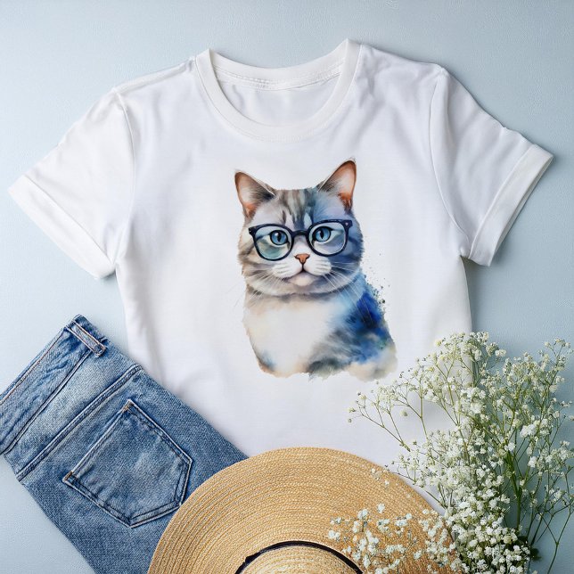 T-shirt En Tri-matière Aquarelle Gris Tabby Chat Personnalisé (Créateur téléchargé)